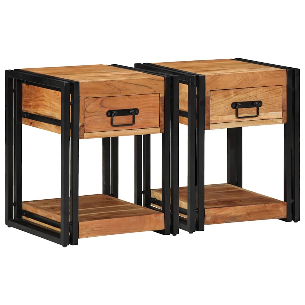 Bedside Cabinet 2 pcs Brown 40 x 40 x 50 cm Solid Acacia Wood