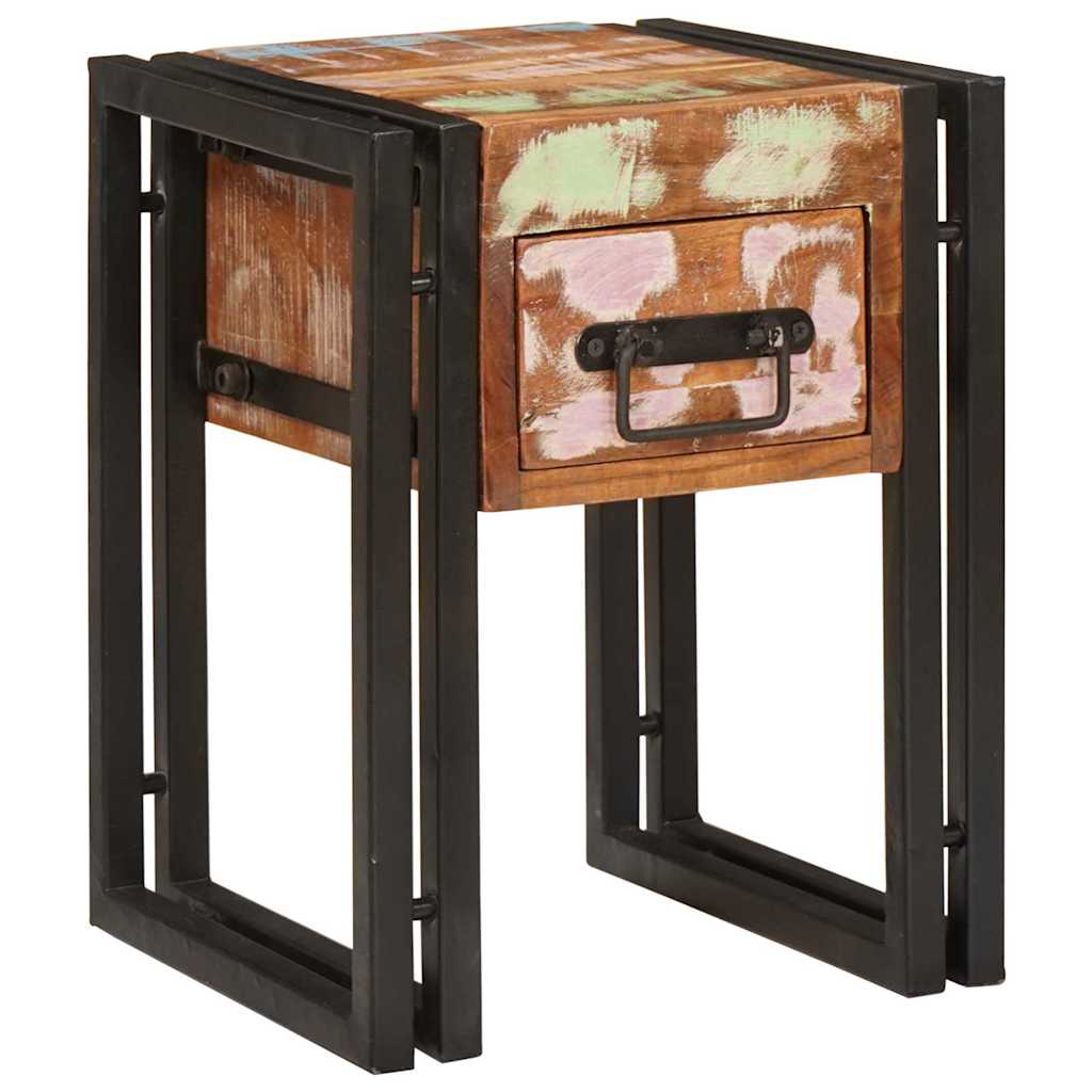 End Table with Drawer 30 x 30 x 40 cm Solid Reclaim Wood
