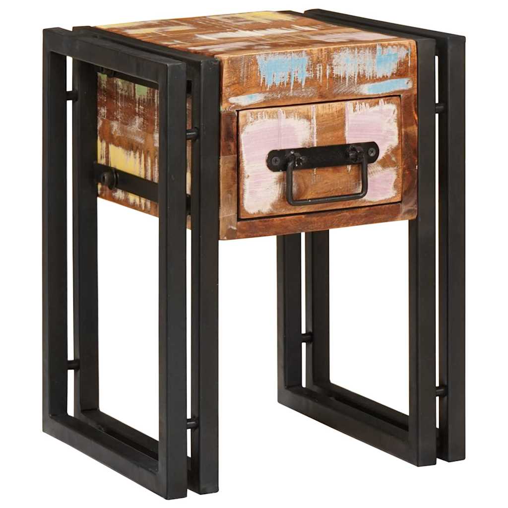 End Table with Drawer 30 x 30 x 40 cm Solid Reclaim Wood