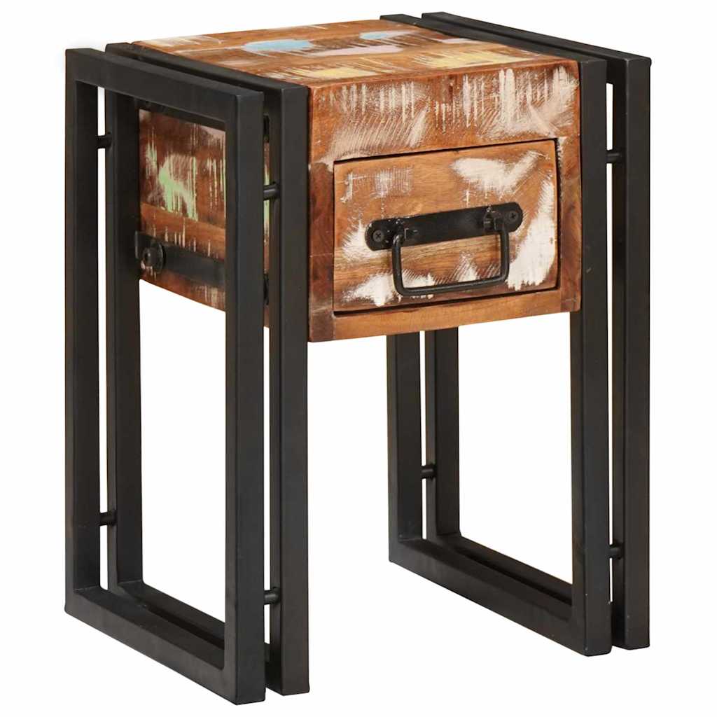 End Table with Drawer 30 x 30 x 40 cm Solid Reclaim Wood