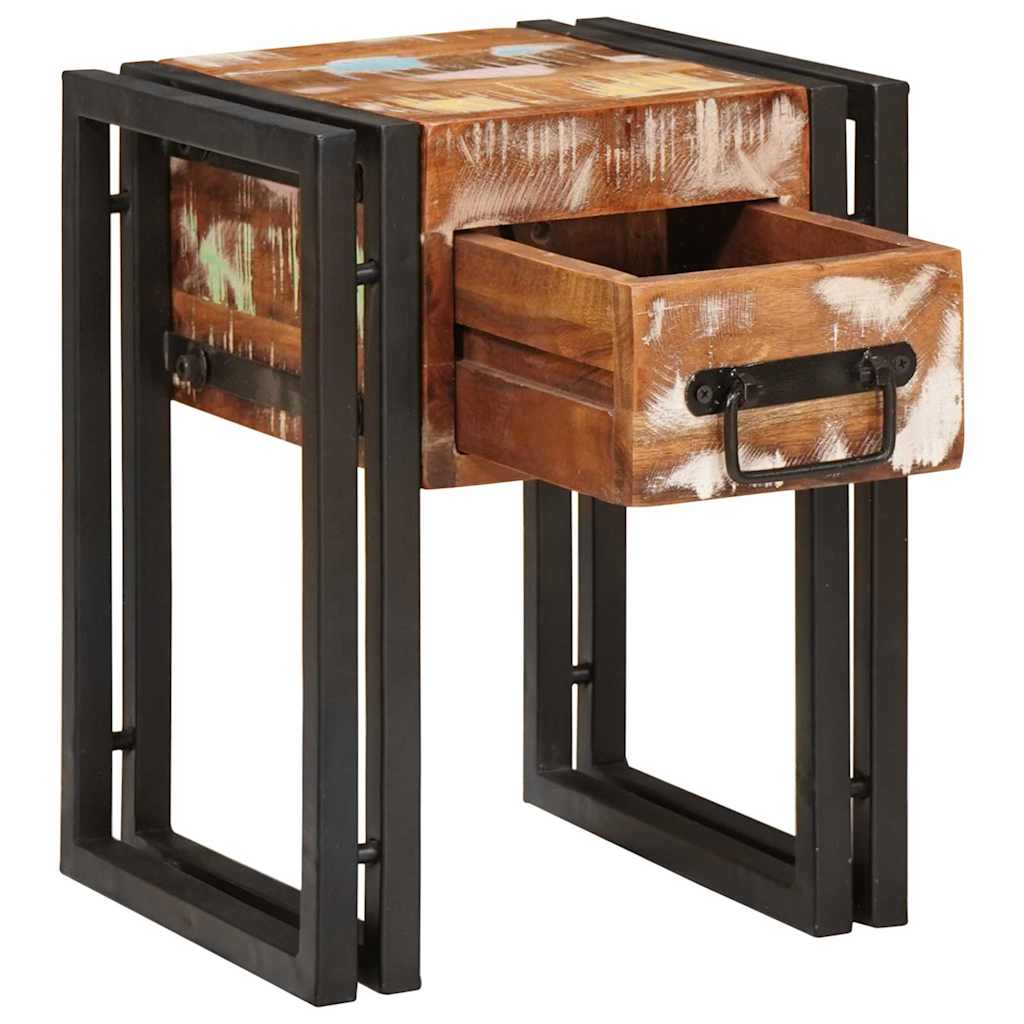 End Table with Drawer 30 x 30 x 40 cm Solid Reclaim Wood