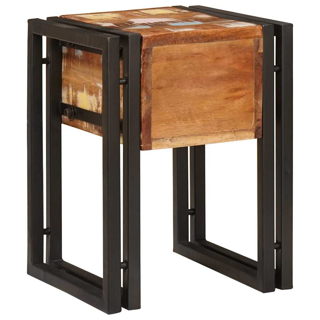 End Table with Drawer 30 x 30 x 40 cm Solid Reclaim Wood