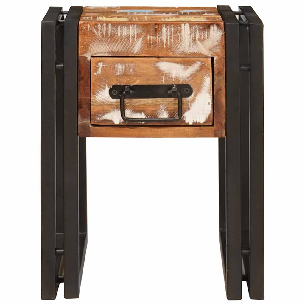 End Table with Drawer 30 x 30 x 40 cm Solid Reclaim Wood