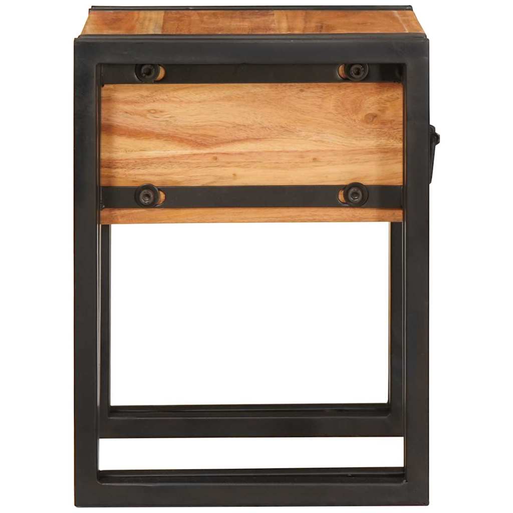 End Table Brown and Black 30 x 30 x 40 cm Solid Acacia Wood