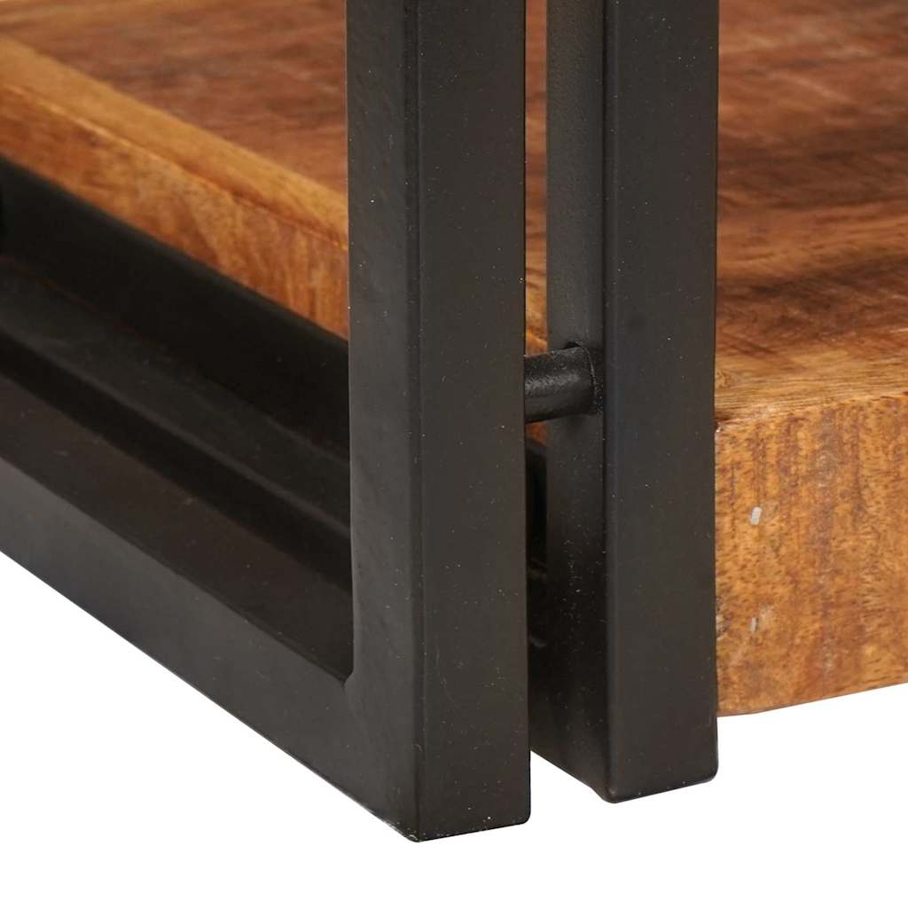Bedside Table 2 pcs Brown and Black Solid Mango Wood