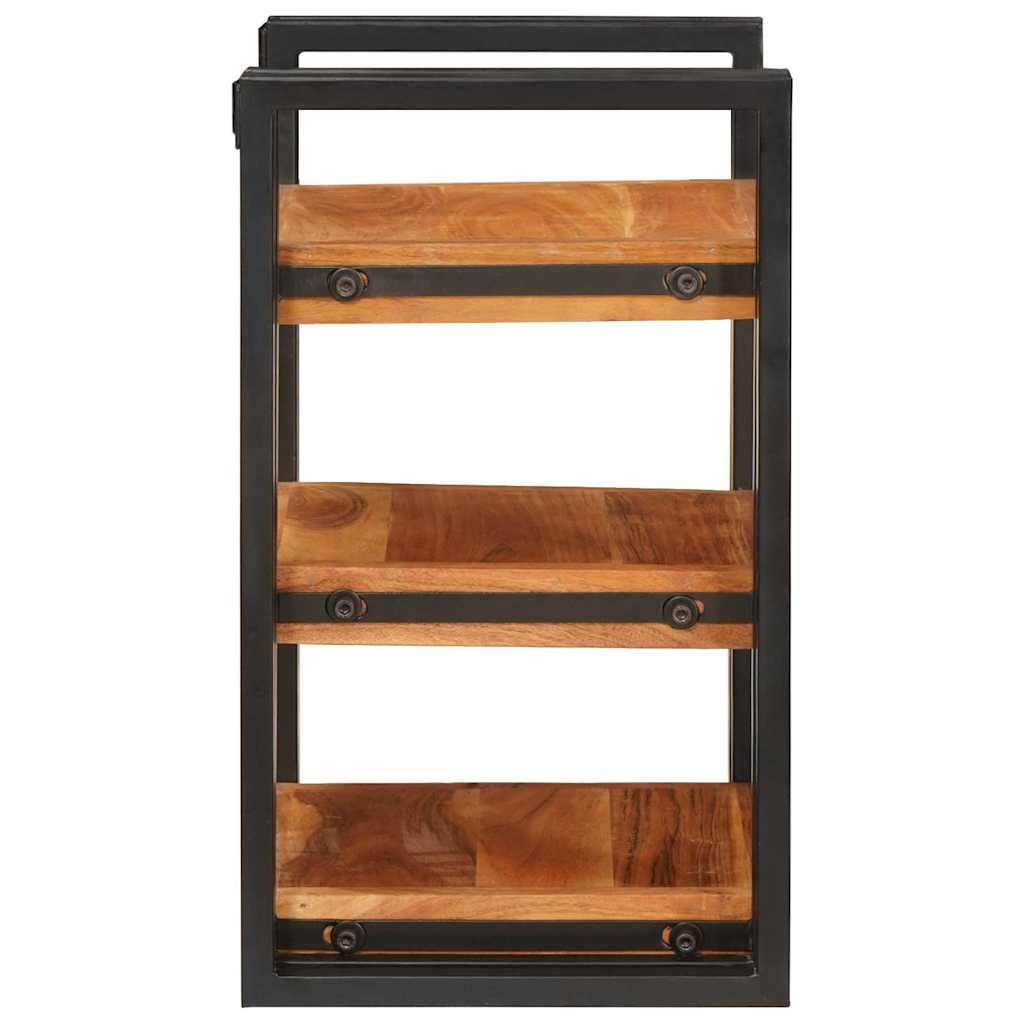 Bedside Table 2 pcs Brown and Black Solid Wood Acacia