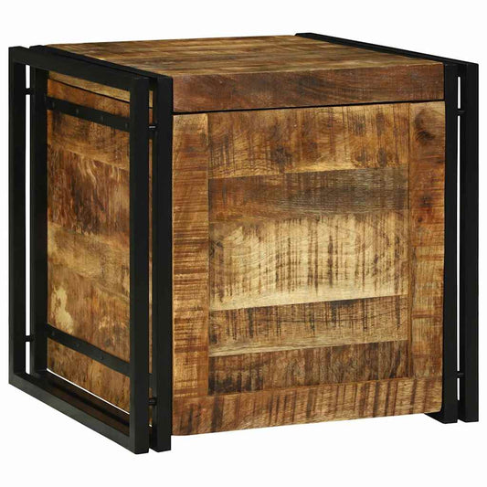 Storage Box Brown and Black 50 x 50 x 50 cm Rough Mango Wood