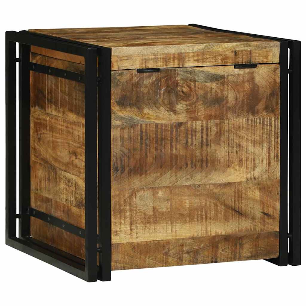 Storage Box Brown and Black 50 x 50 x 50 cm Rough Mango Wood