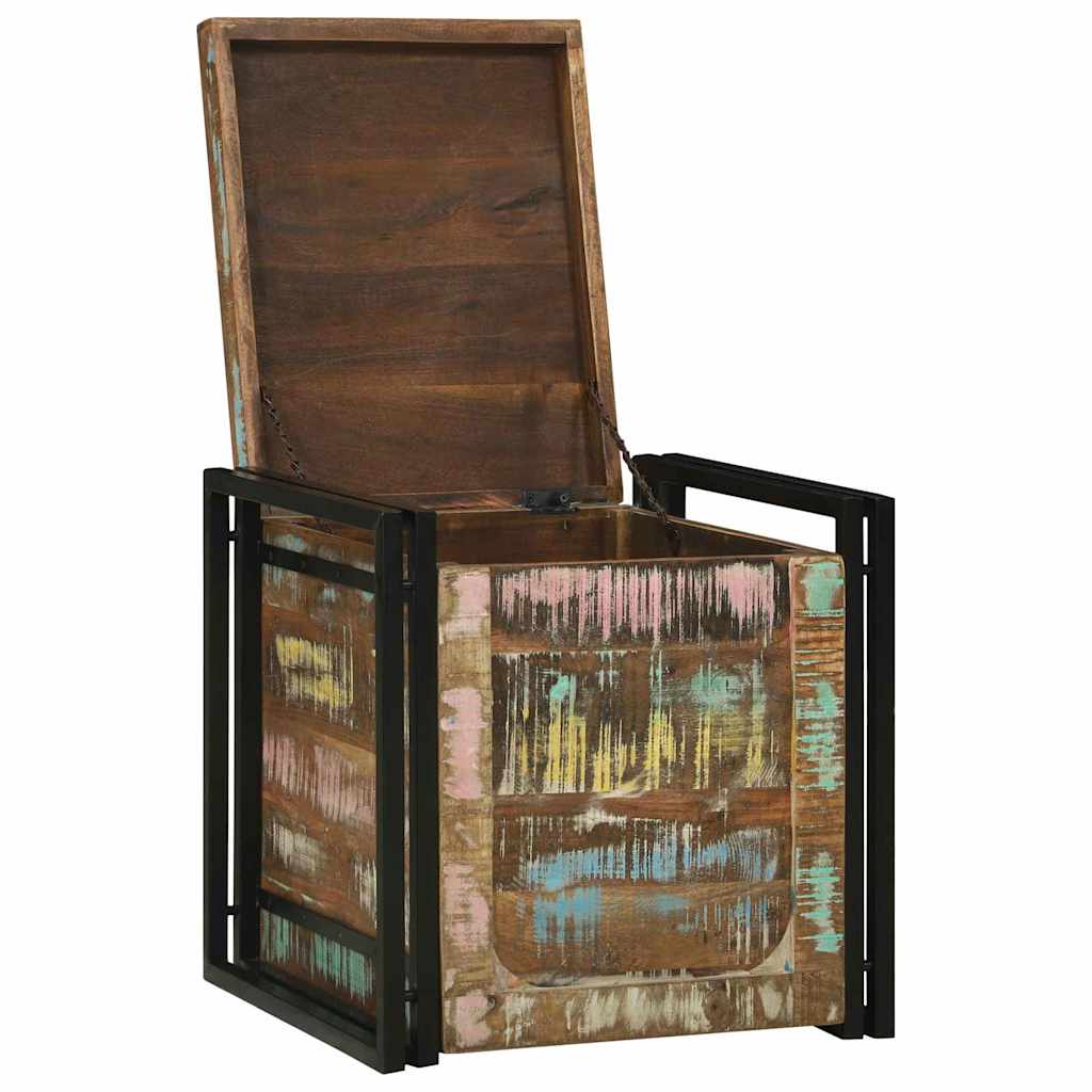 Storage Box Brown and Black 50 x 50 x 50 cm Solid Reclaim Wood