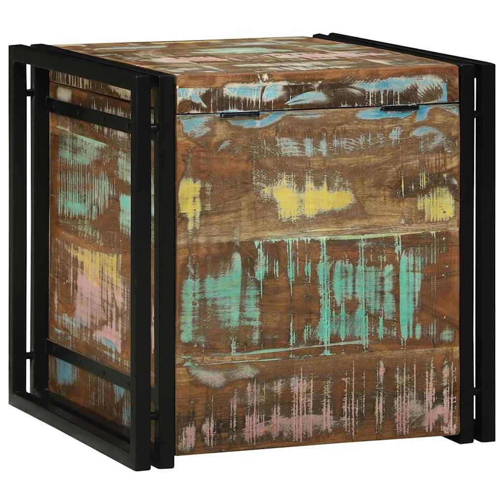 Storage Box Brown and Black 50 x 50 x 50 cm Solid Reclaim Wood