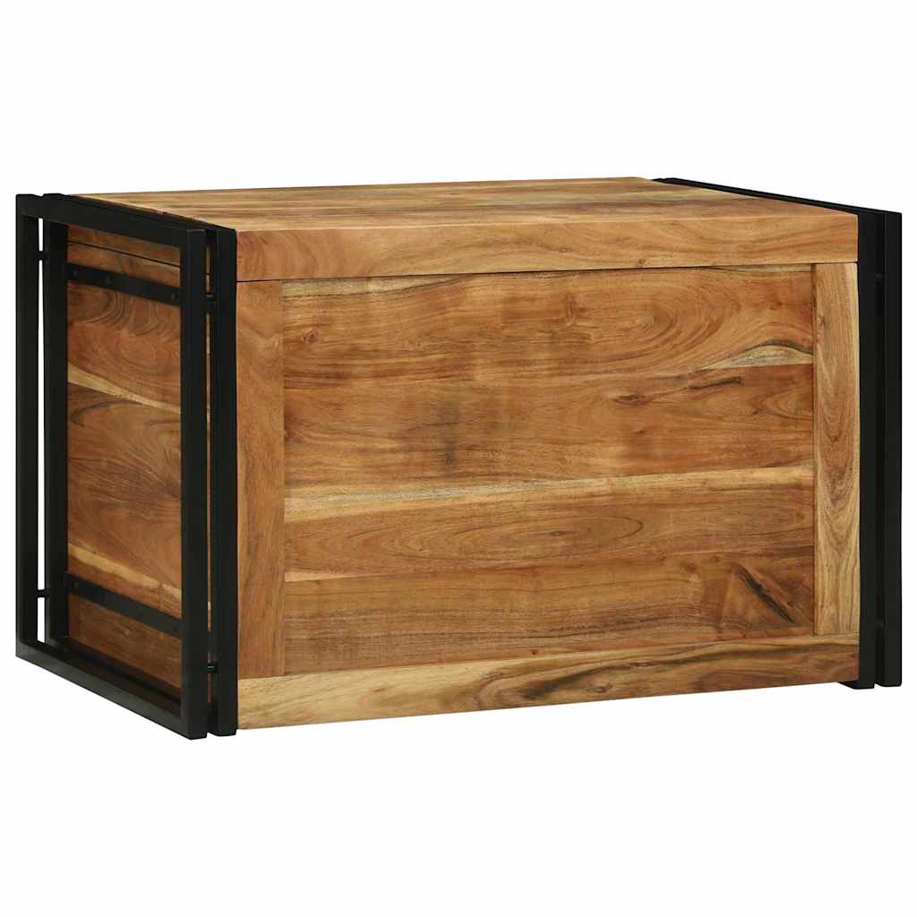 Storage Box Brown and Black 80 x 50 x 50 cm Acacia Wood