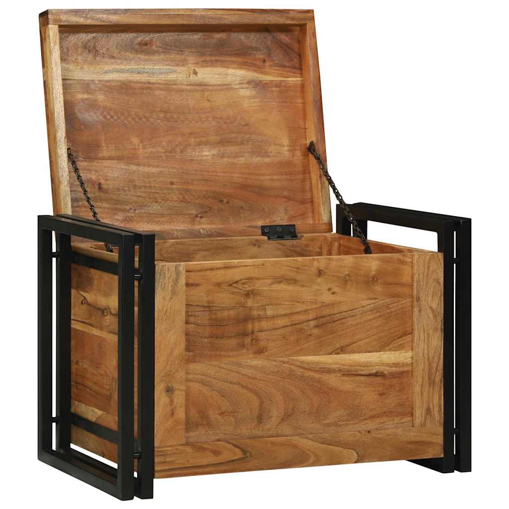 Storage Box Brown and Black 60 x 40 x 41 cm Solid Acacia Wood