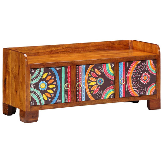 Shoe Cabinet Multicolour 90 x 35 x 40 cm Solid Acacia Wood