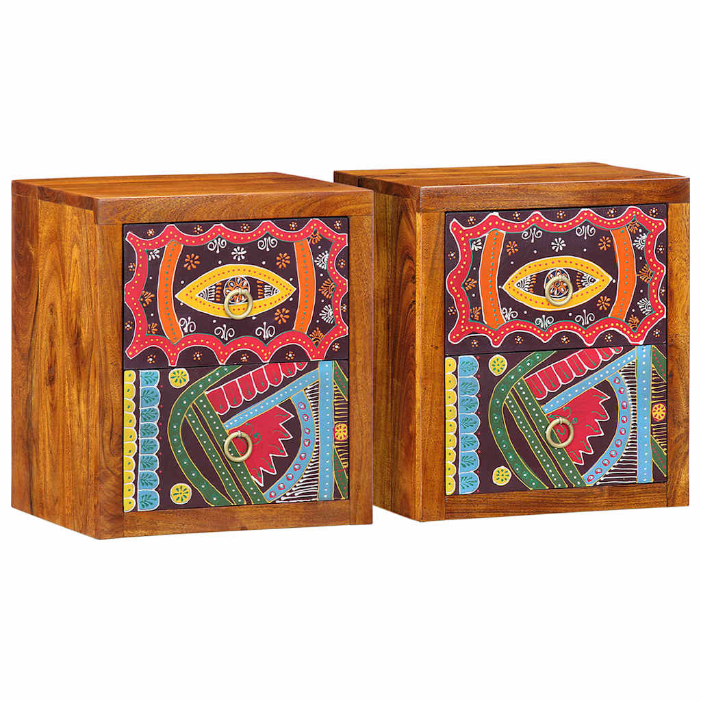 Bedside Cabinet 2 pcs Brown 35 x 30 x 40 cm Solid Acacia Wood