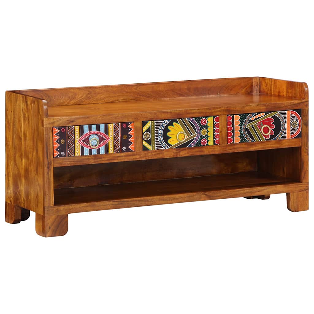 vidaXL Shoe Bench Multicolour 100 x 35 x 45 cm Solid acacia wood