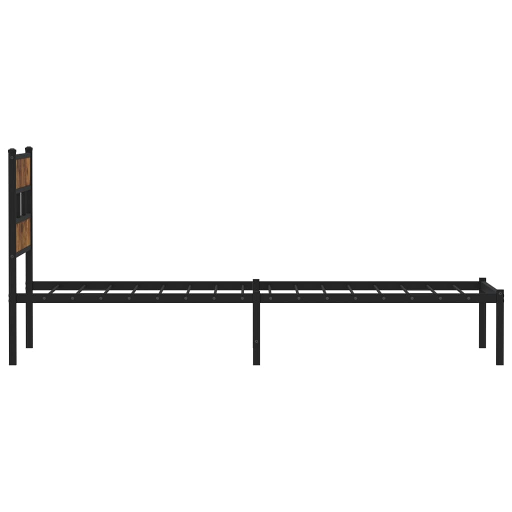 vidaXL Metal Bed Frame without Mattress Smoked Oak 75x190 cm Small Single