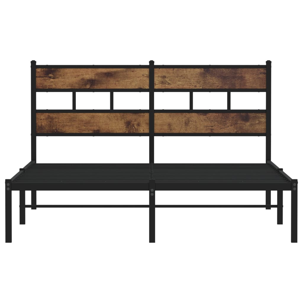 Metal Bed Frame without Mattress Smoked Oak 160x200 cm