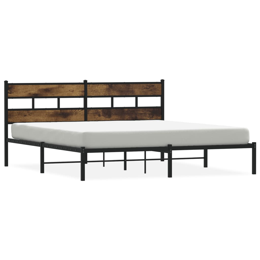 vidaXL Metal Bed Frame without Mattress Smoked Oak 180x200 cm Super King