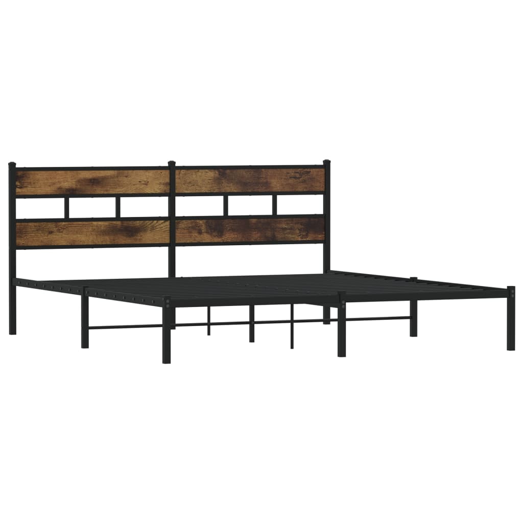 vidaXL Metal Bed Frame without Mattress Smoked Oak 180x200 cm Super King