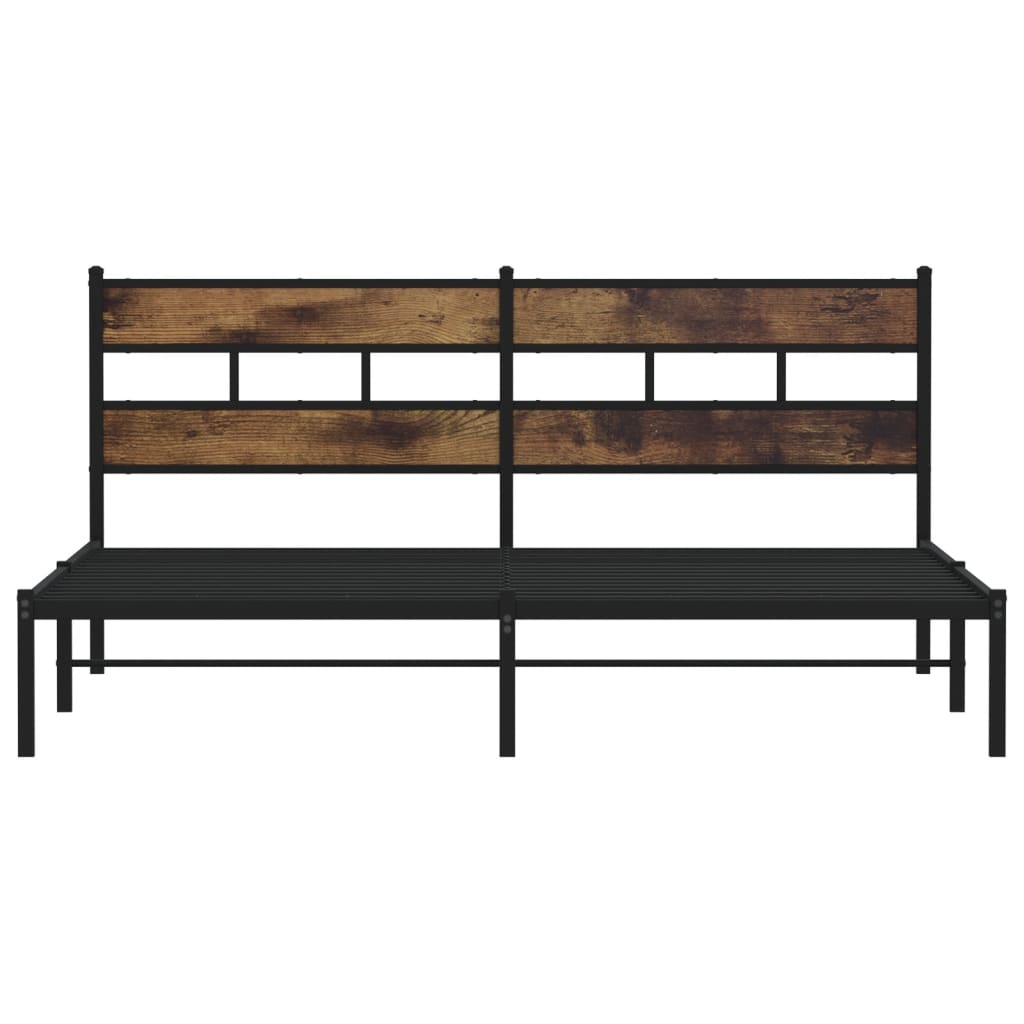 vidaXL Metal Bed Frame without Mattress Smoked Oak 180x200 cm Super King