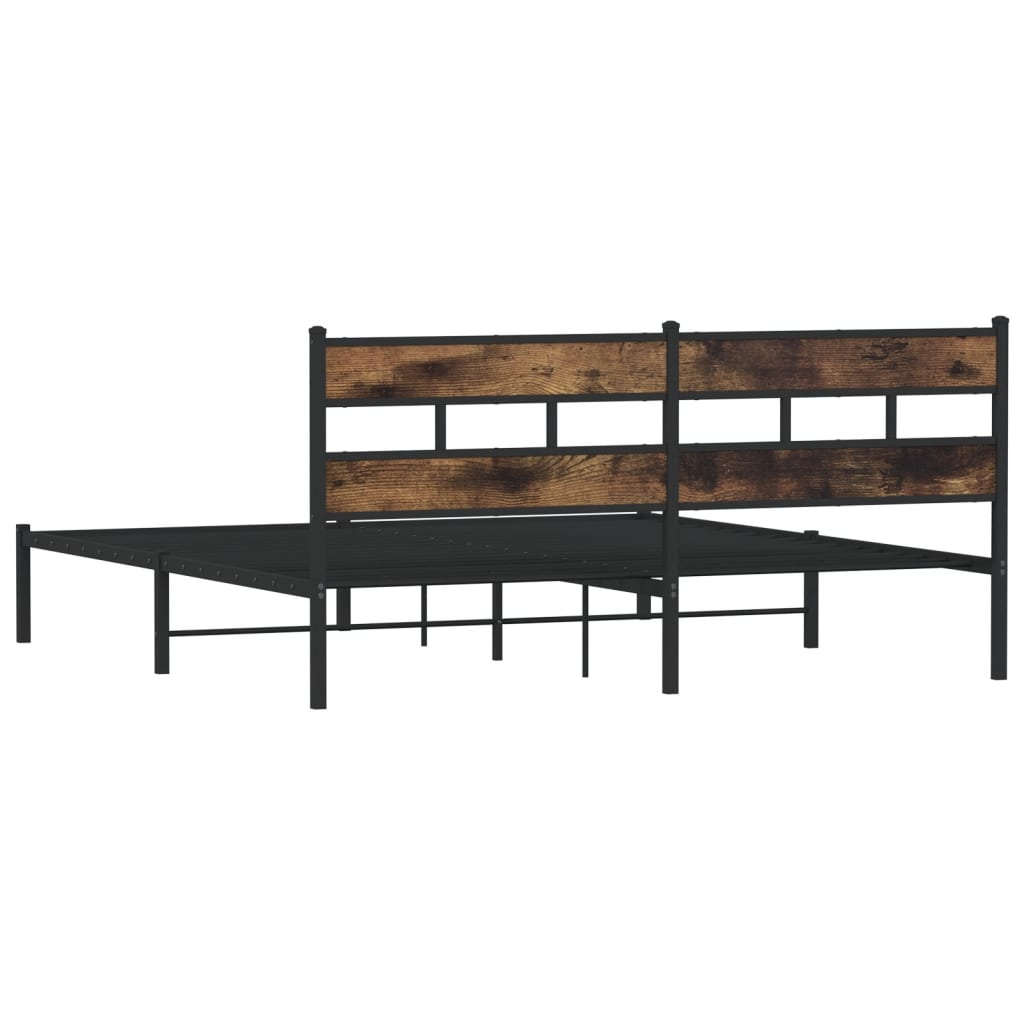 vidaXL Metal Bed Frame without Mattress Smoked Oak 180x200 cm Super King