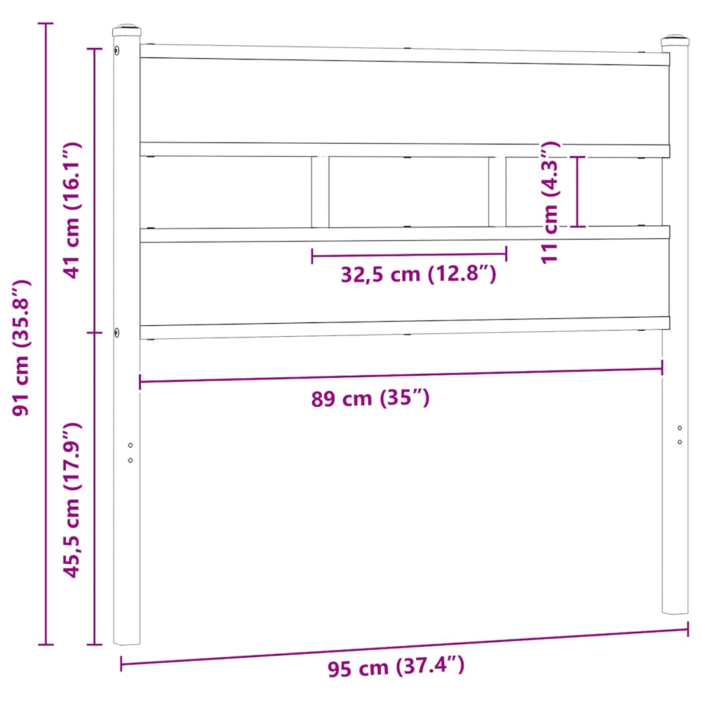 Replace Headboard Smoked Oak 90 cm Iron and Engineered Wood