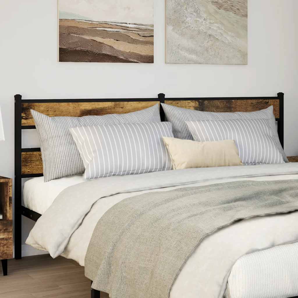 Replace Headboard Smoked Oak 180 cm Iron and Engineered Wood