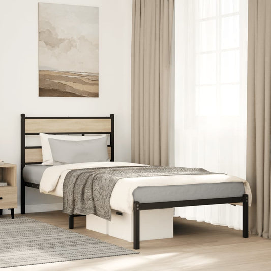 vidaXL Metal Bed Frame without Mattress Sonoma Oak 75x190 cm Small Single