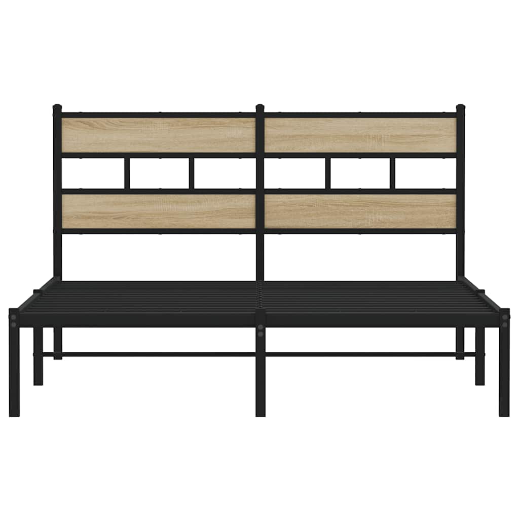 Metal Bed Frame without Mattress Sonoma Oak 140x190 cm