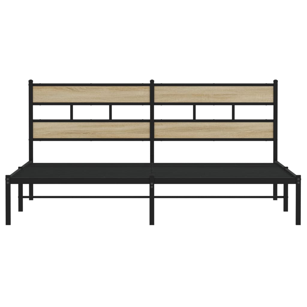 Metal Bed Frame without Mattress Sonoma Oak 183x213 cm