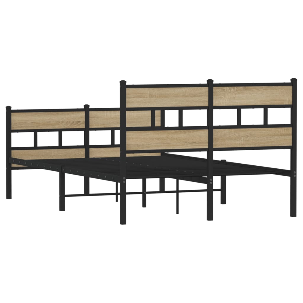 Metal Bed Frame without Mattress Sonoma Oak 120x200 cm