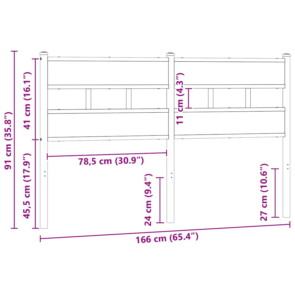 Replace Headboard Sonoma Oak 160 cm Iron and Engineered Wood