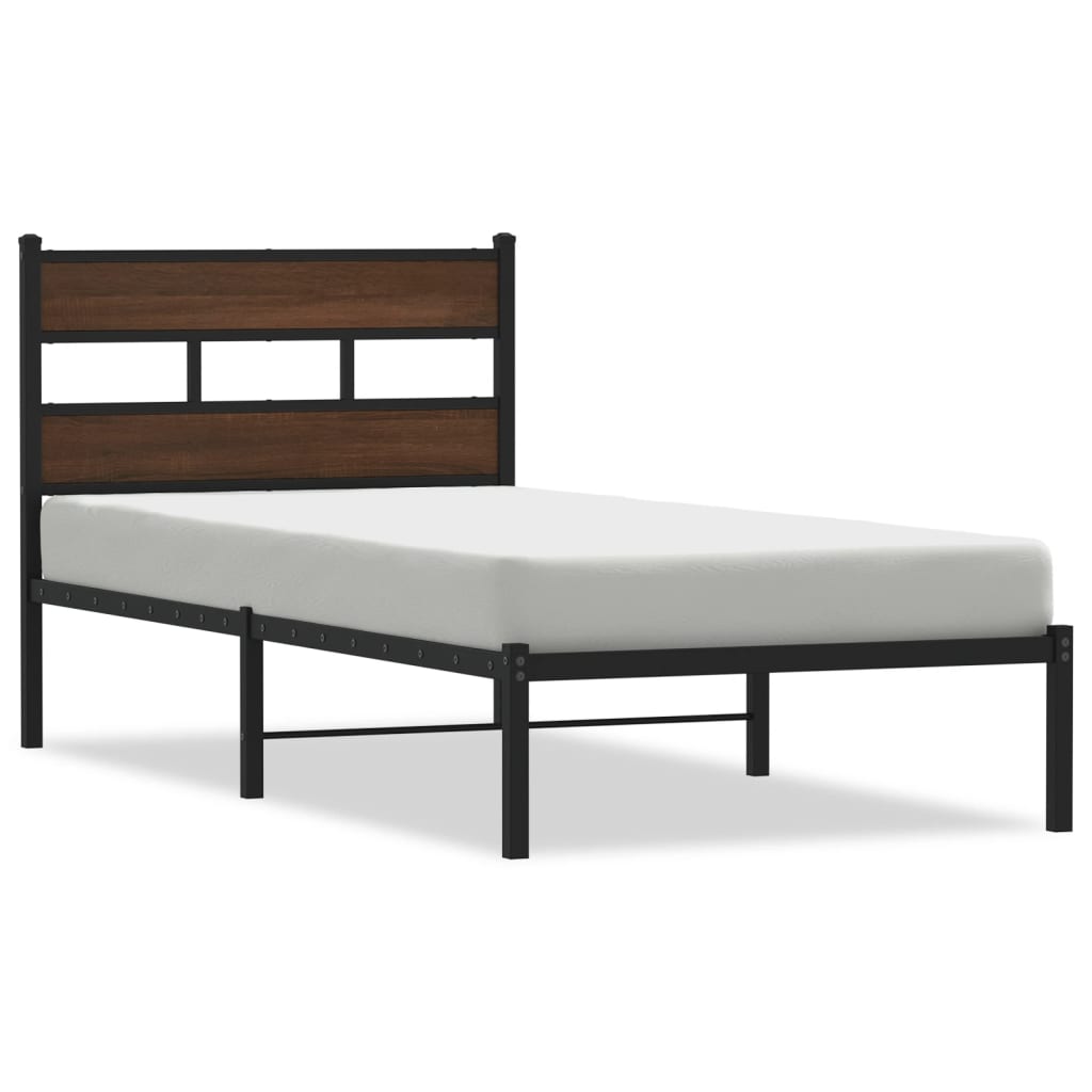 Bed Frame without Mattress with Headboard Brown Oak 75x190 cm Small Single