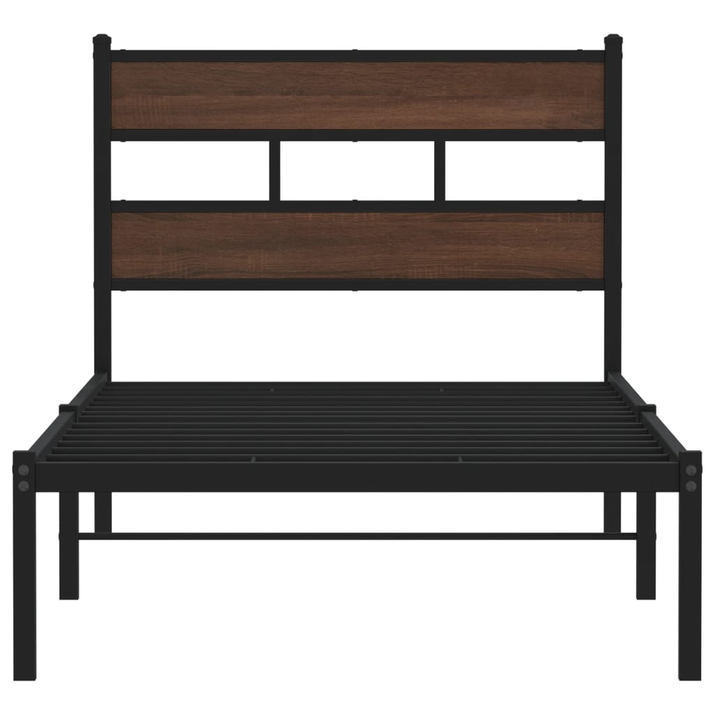 Bed Frame without Mattress with Headboard Brown Oak 75x190 cm Small Single