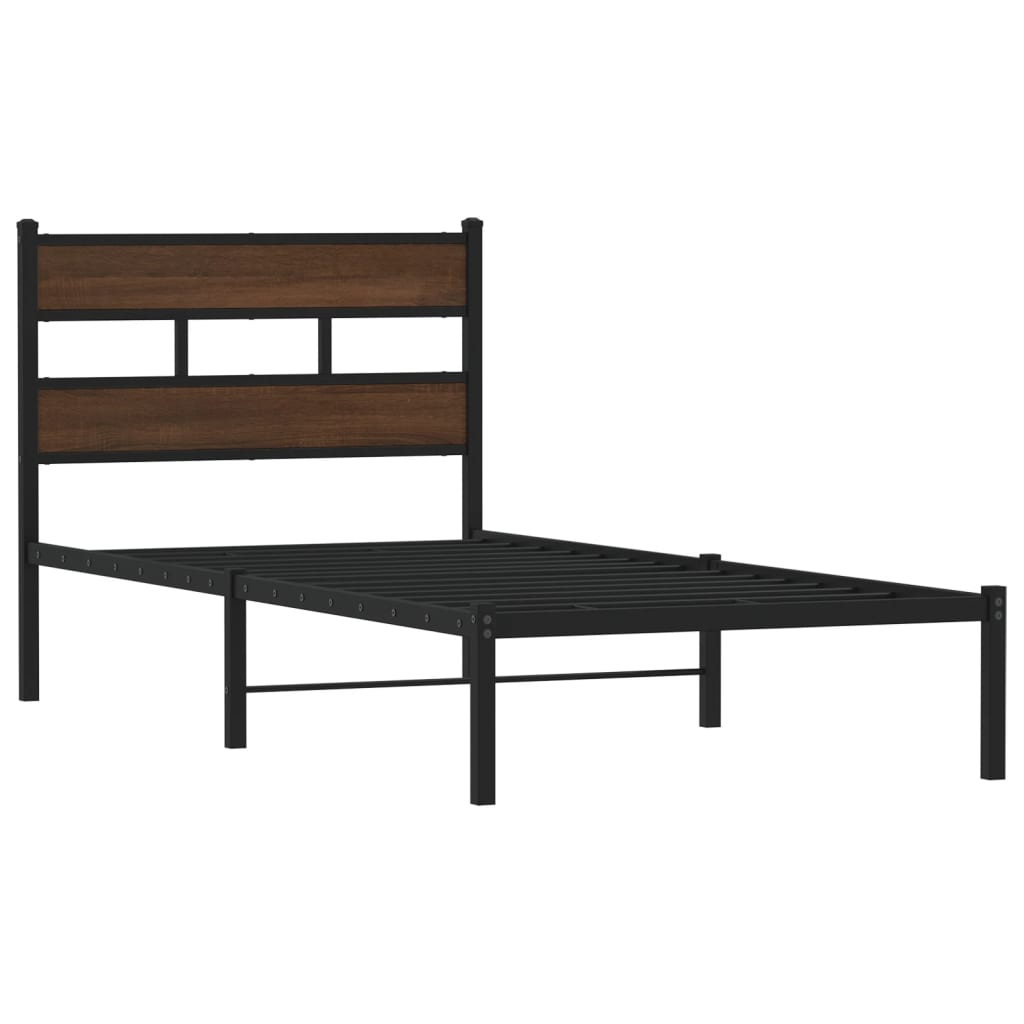 Bed Frame without Mattress with Headboard Brown Oak 80x200 cm