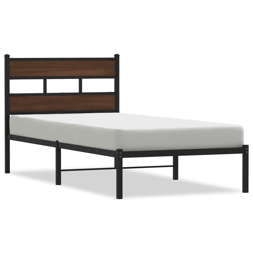 Bed Frame without Mattress with Headboard Brown Oak 90x190 cm Single