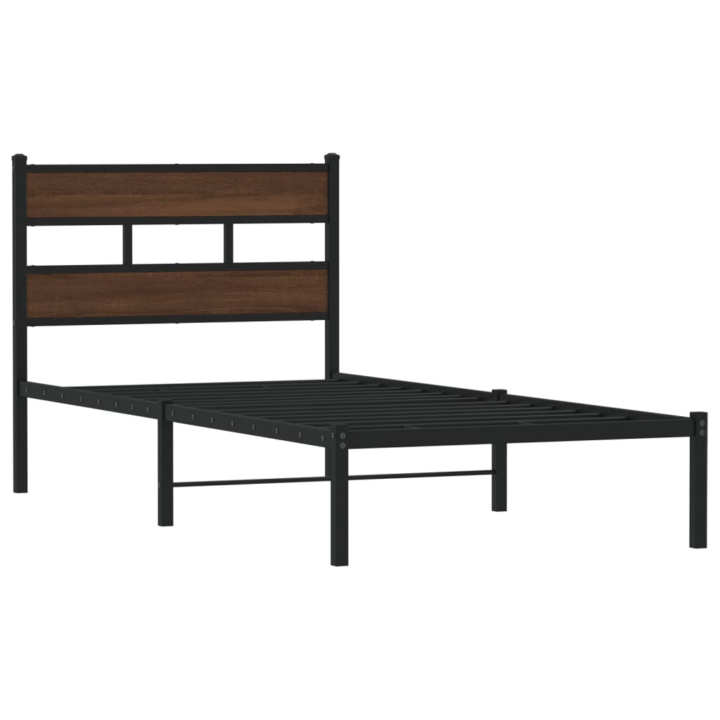 Bed Frame without Mattress with Headboard Brown Oak 90x190 cm Single