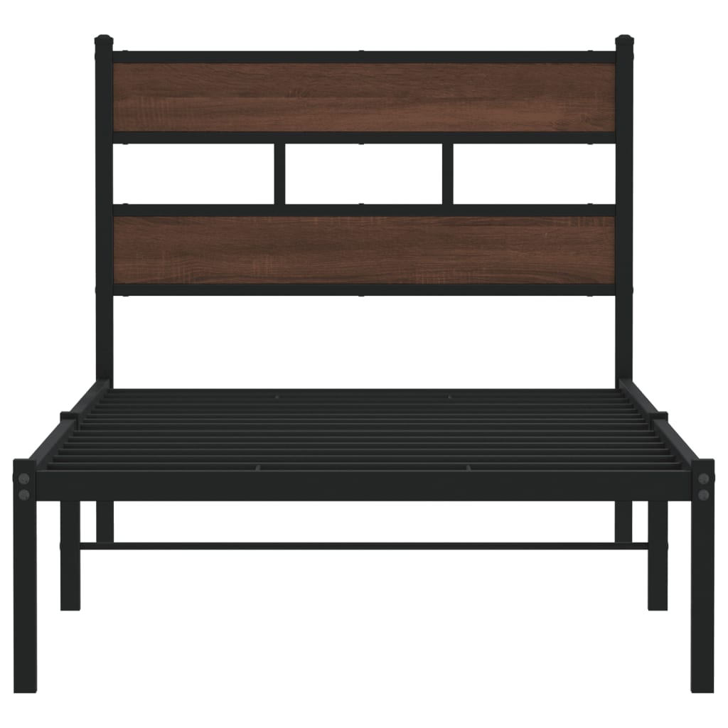 Bed Frame without Mattress with Headboard Brown Oak 90x190 cm Single