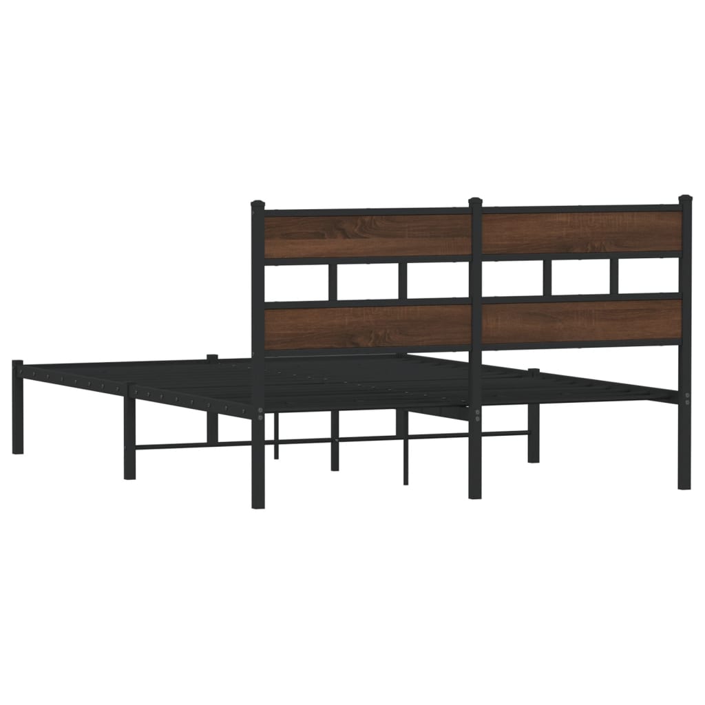 Bed Frame without Mattress with Headboard Brown Oak 137x190 cm