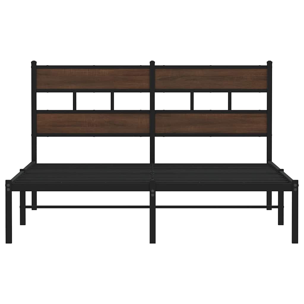 Bed Frame without Mattress with Headboard Brown Oak 140x200 cm