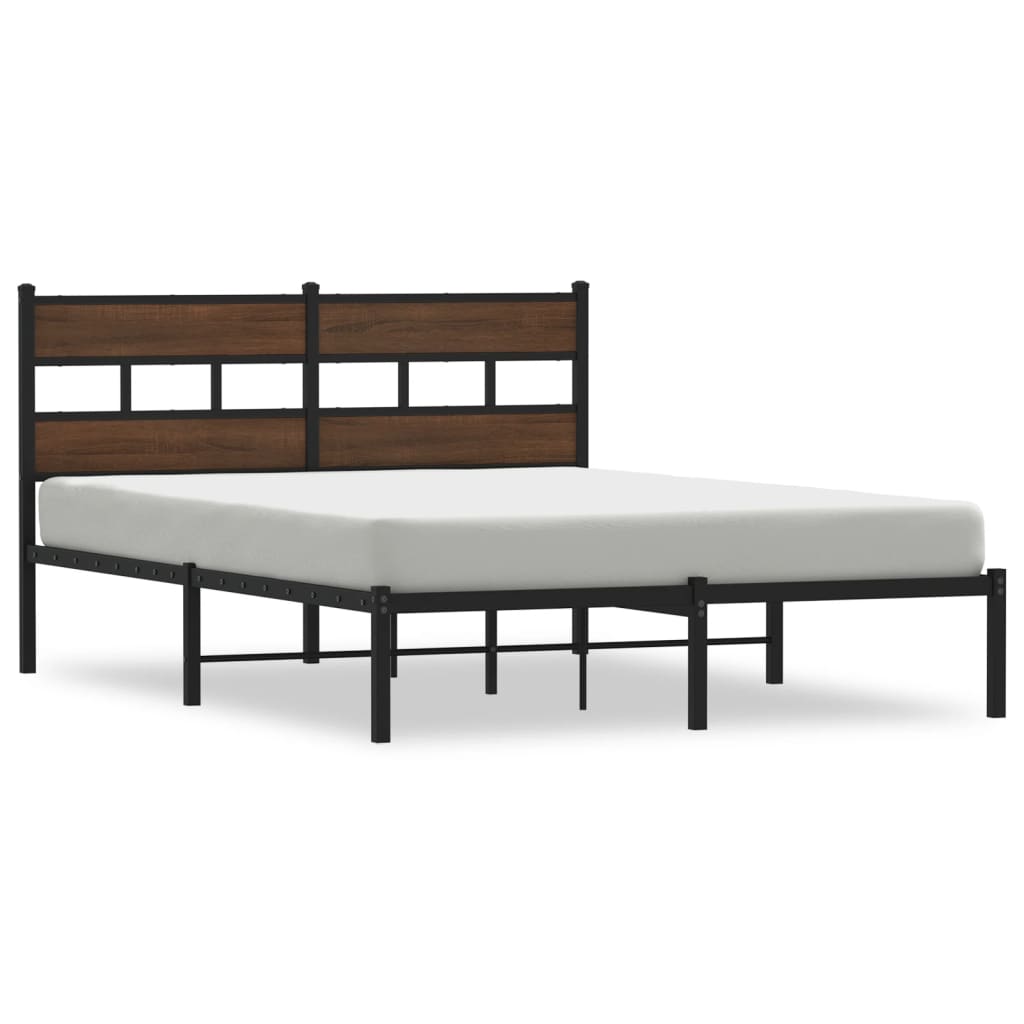 Bed Frame without Mattress with Headboard Brown Oak 160x200 cm