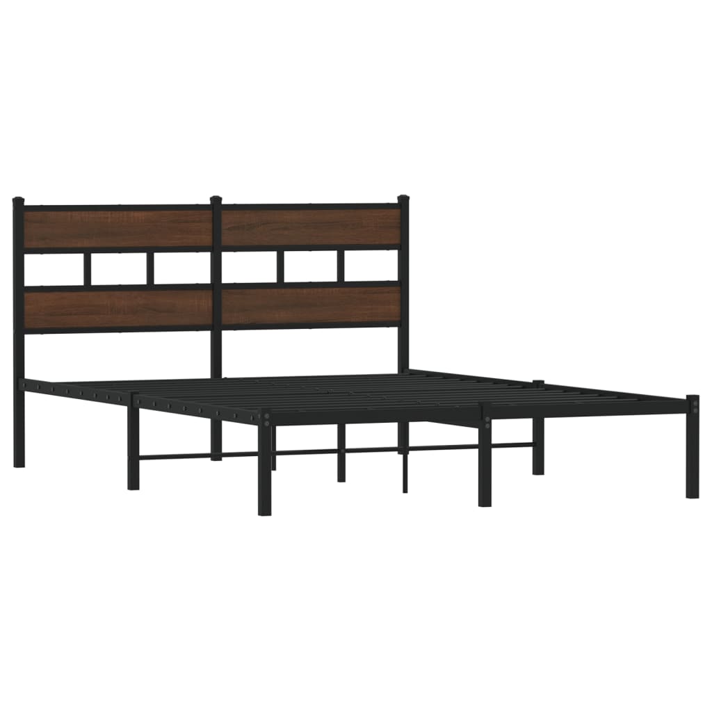 Bed Frame without Mattress with Headboard Brown Oak 160x200 cm