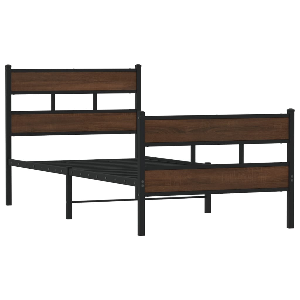 Bed Frame without Mattress with Headboard and Footboard 75x190 cm Small Single