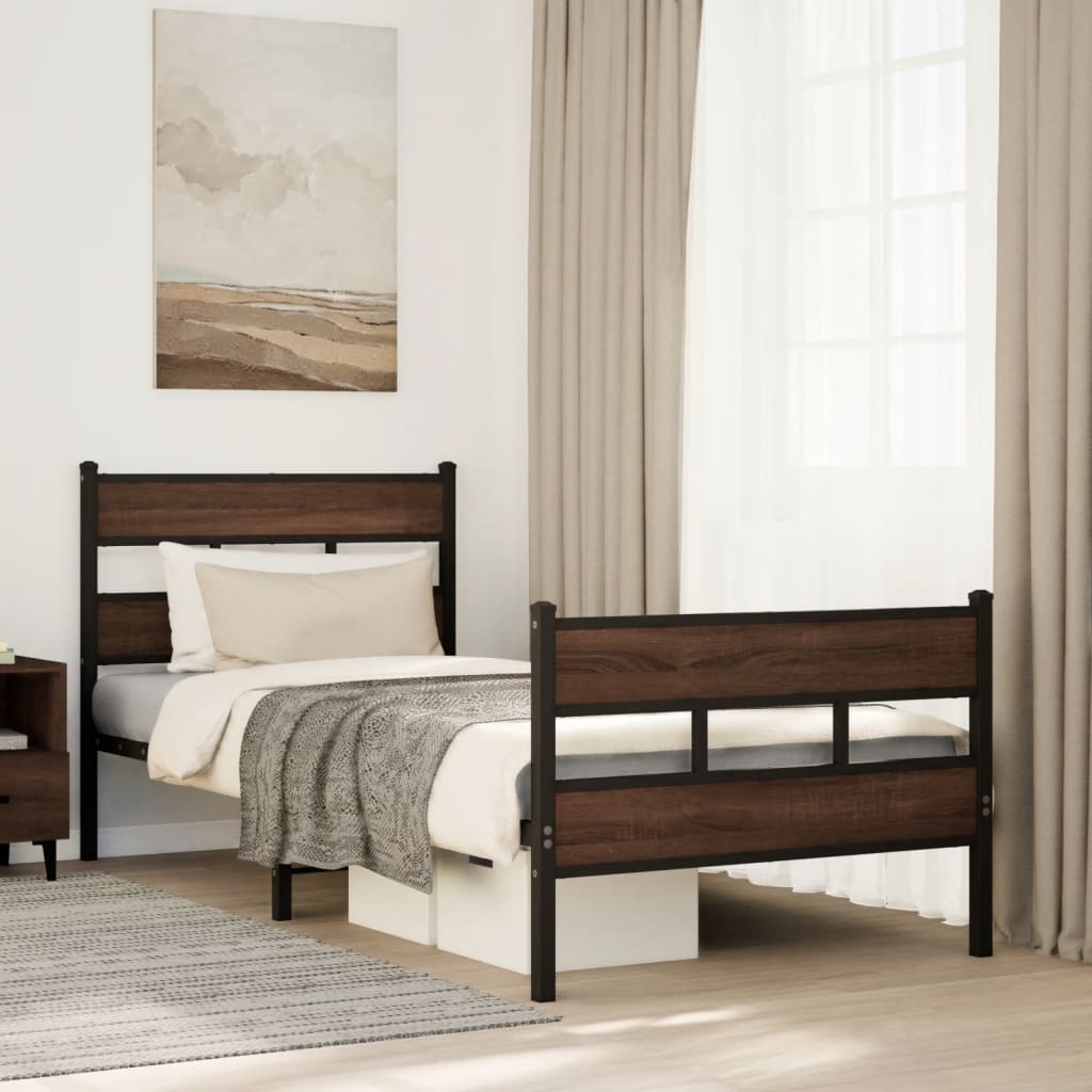 Bed Frame without Mattress with Headboard and Footboard 75x190 cm Small Single