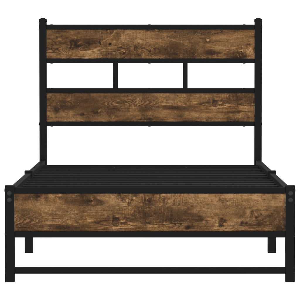 Metal Bed Frame without Mattress Smoked Oak 100x200 cm