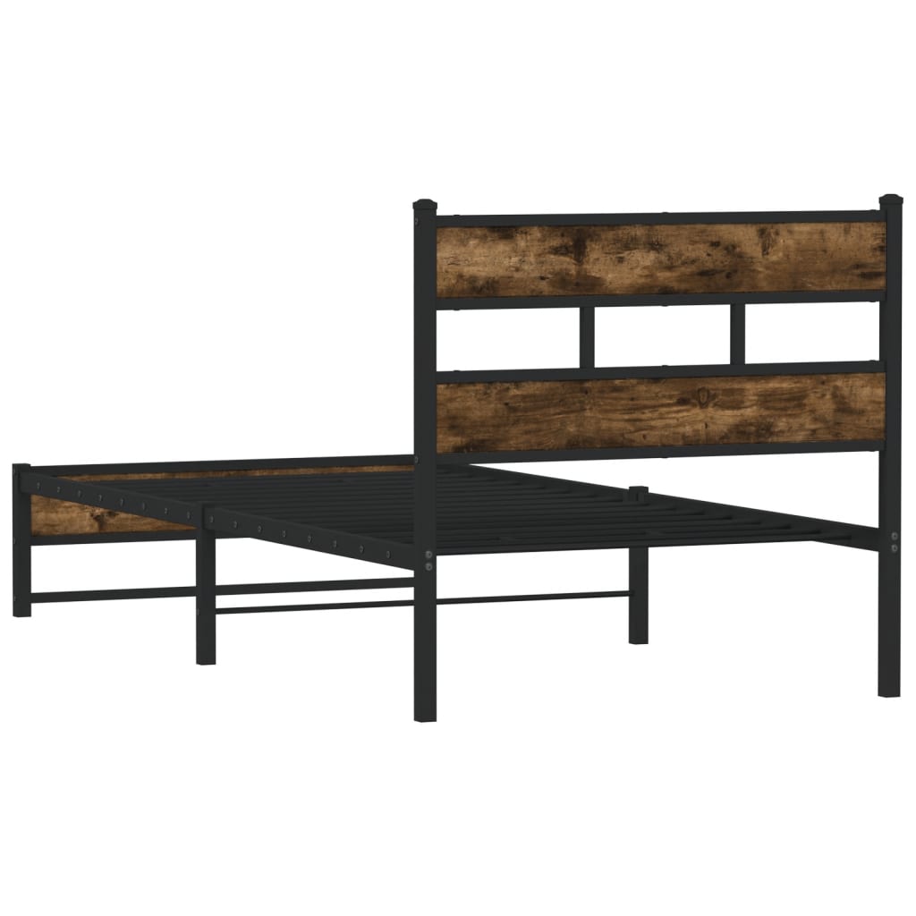 Metal Bed Frame without Mattress Smoked Oak 100x200 cm