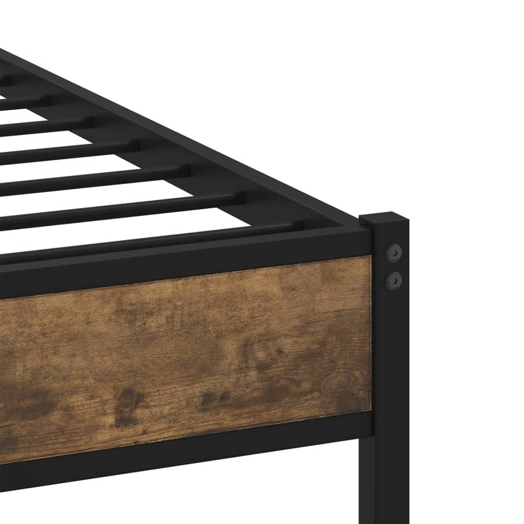 Metal Bed Frame without Mattress Smoked Oak 100x200 cm