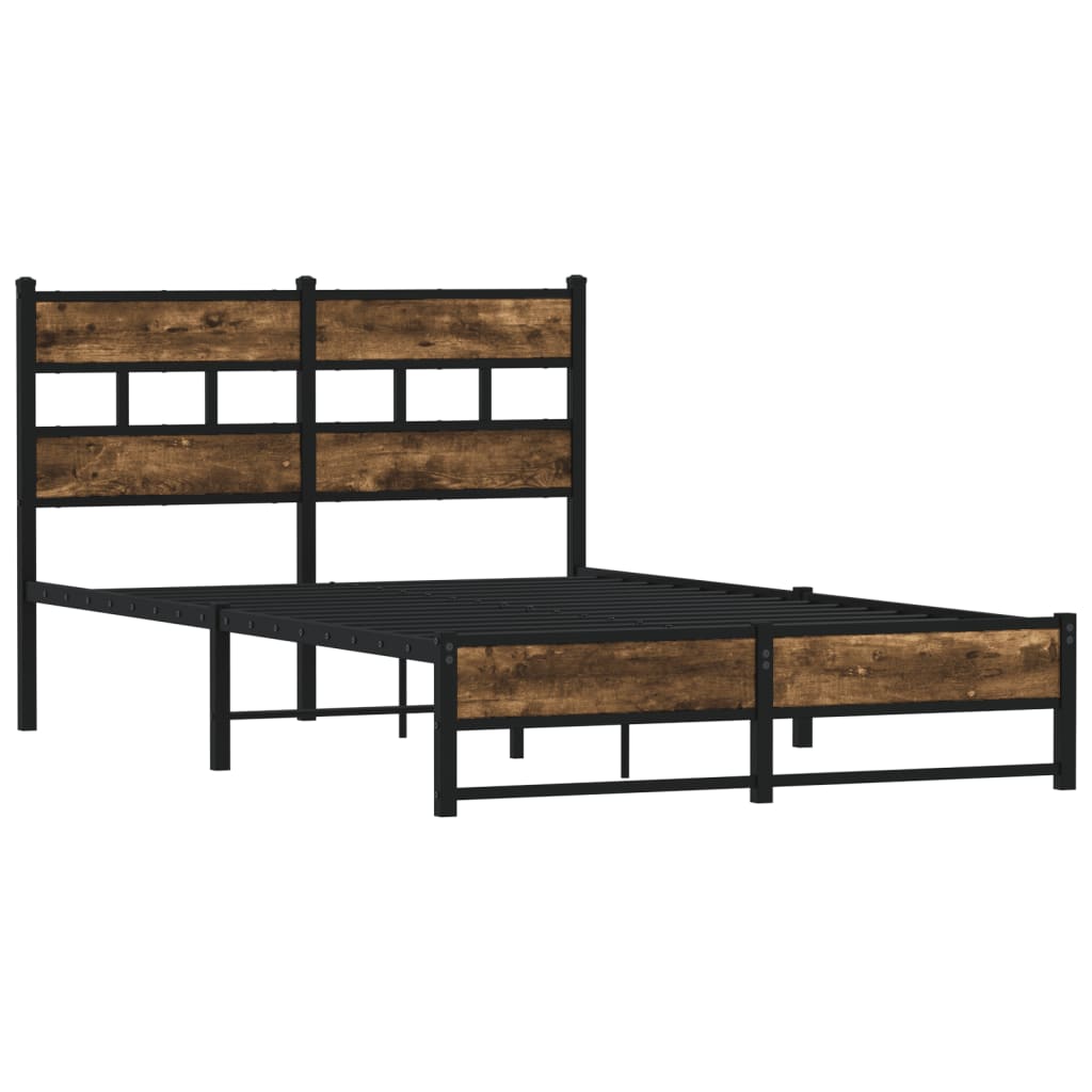 Metal Bed Frame without Mattress Smoked Oak 120x200 cm