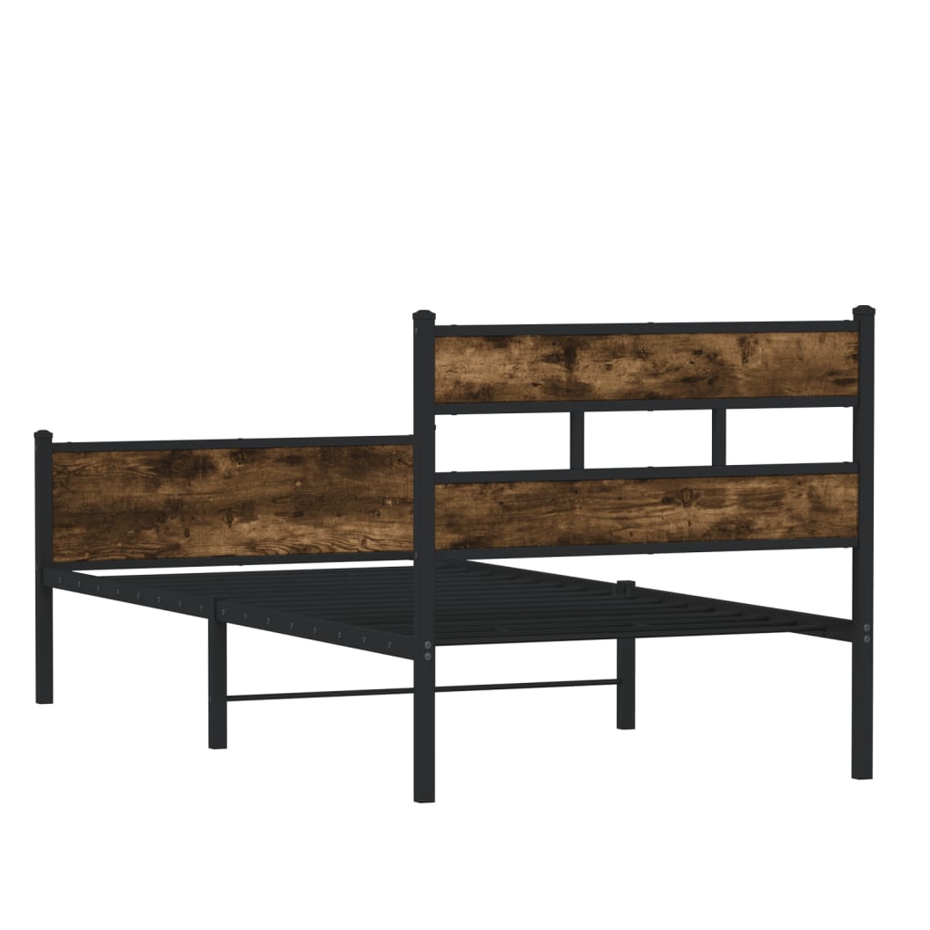 Bed Frame without Mattress Smoked Oak 100x190 cm Engineered Wood