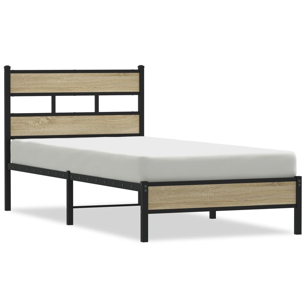 Bed Frame without Mattress Sonoma Oak 100x190 cm Engineered Wood